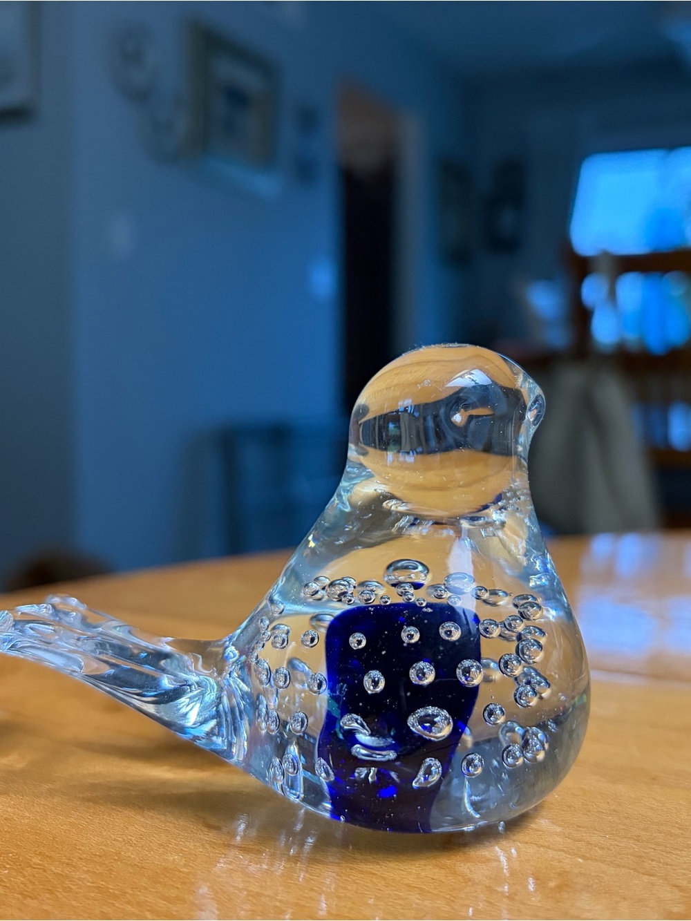 Vintage Figurine/Paperweight Bird Cobalt blue core